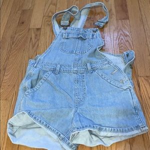 TopshopLight Denim Overall Shorts
